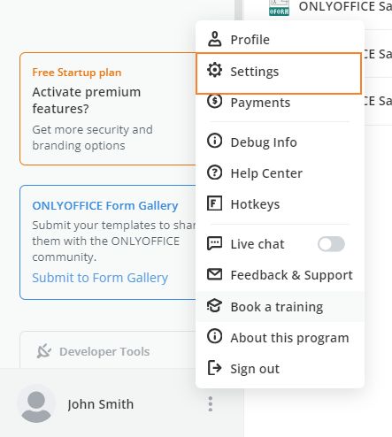 DocSpace Settings