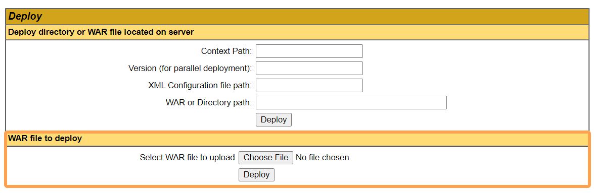 Deploy WAR file