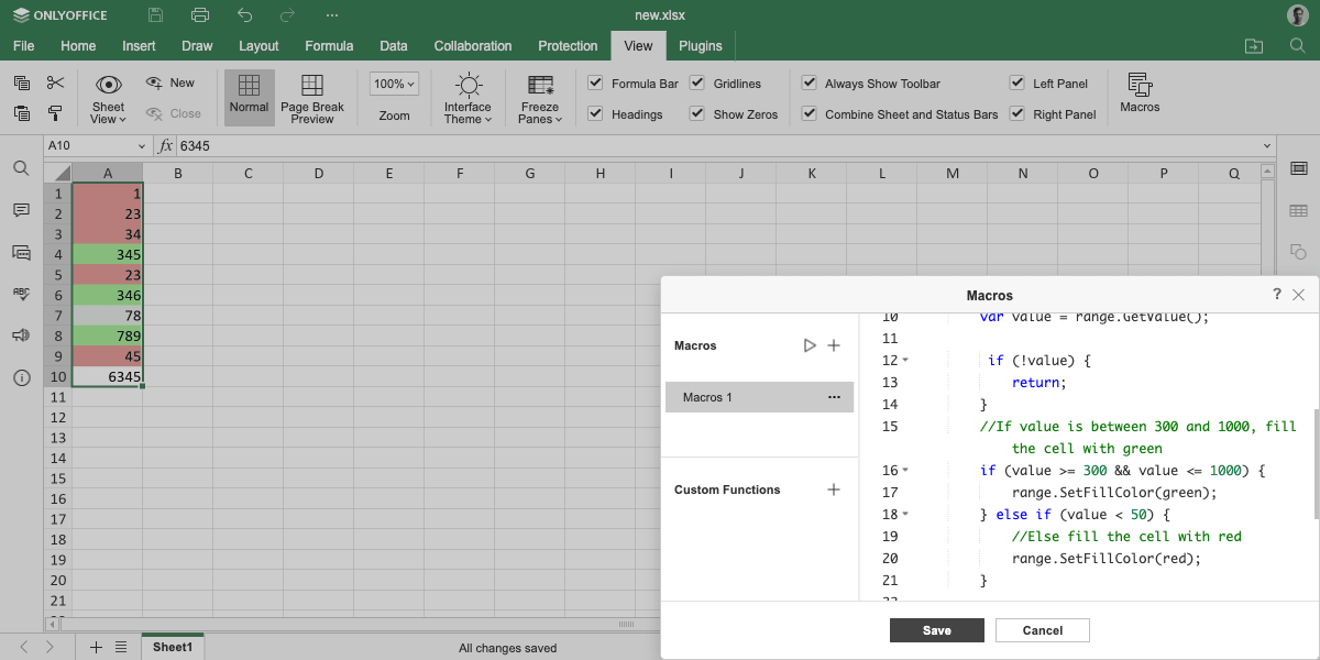 Conditional formatting rules