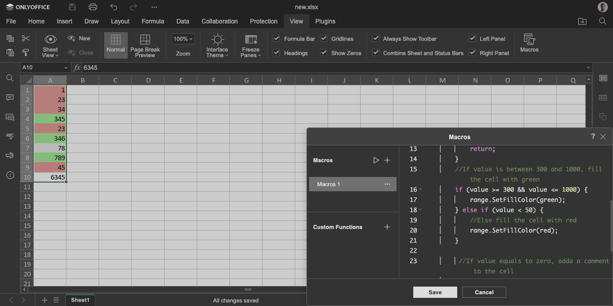 Conditional formatting rules