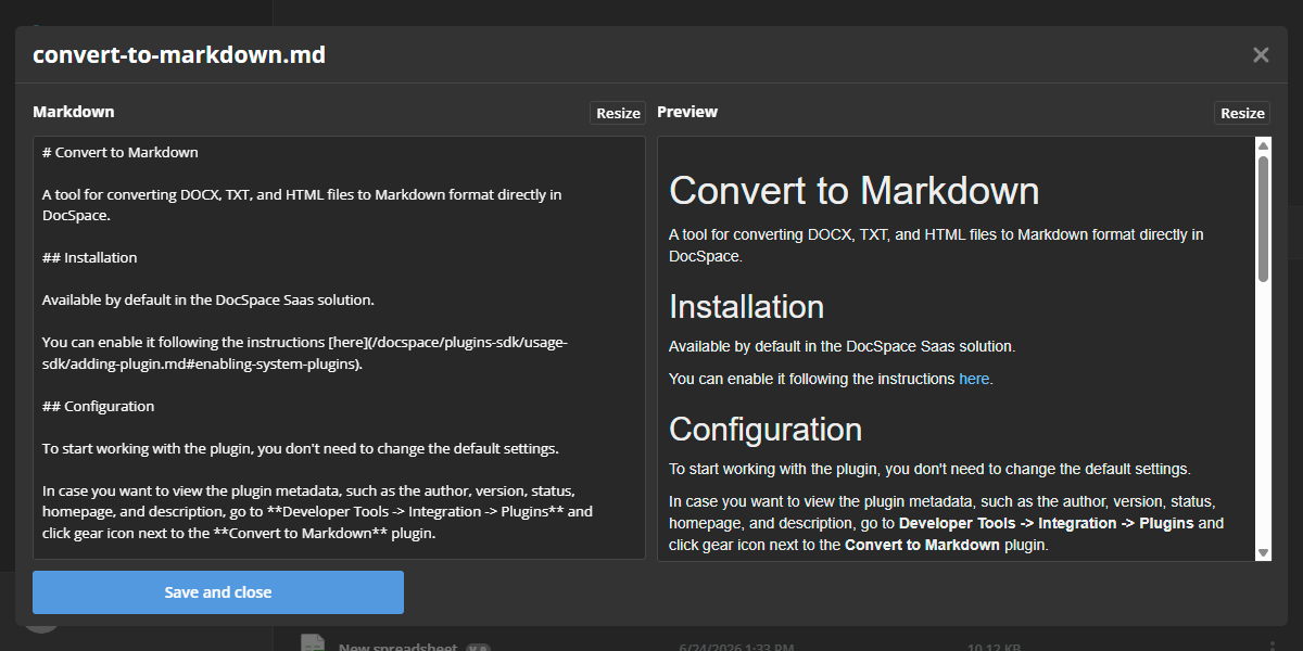 Convert to markdown
