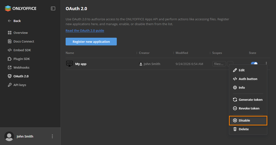 Disable button