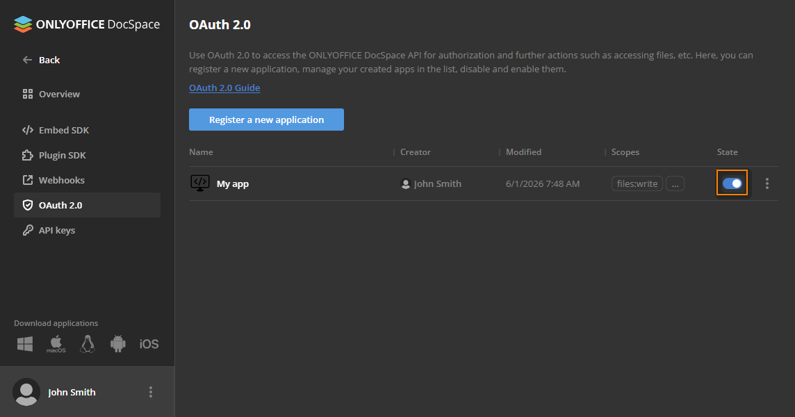 Disable toggle button