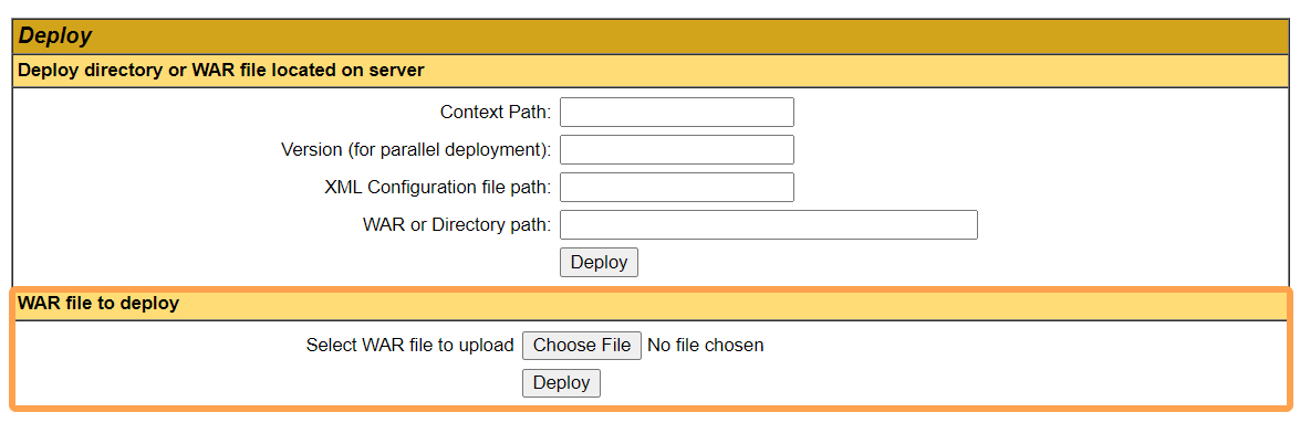 Deploy WAR file