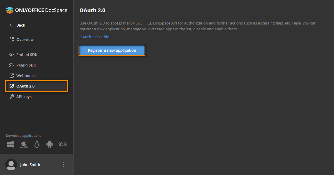 OAuth new app