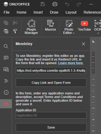 Plugin left panel