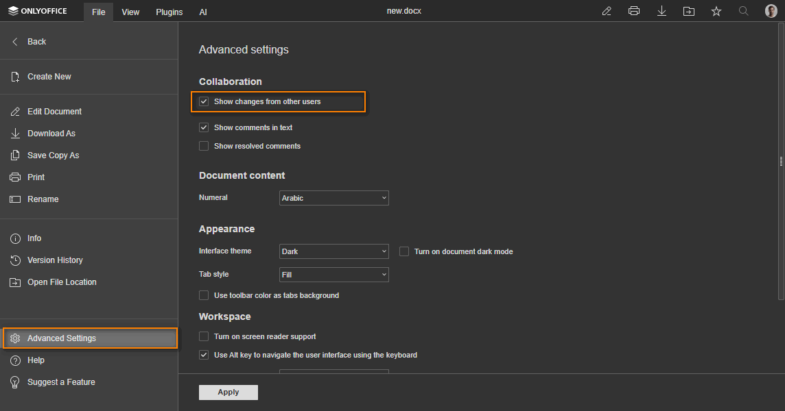 Show changes from other users