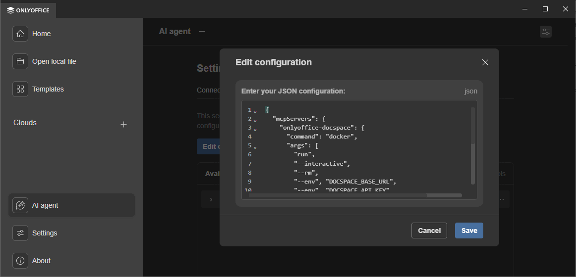 Add DocSpace server configuration
