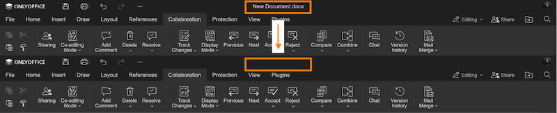 Toolbar hide file name