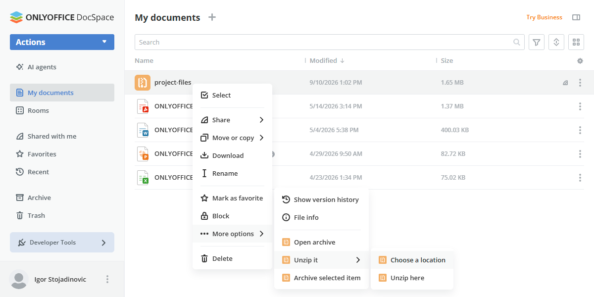 ZIP archives