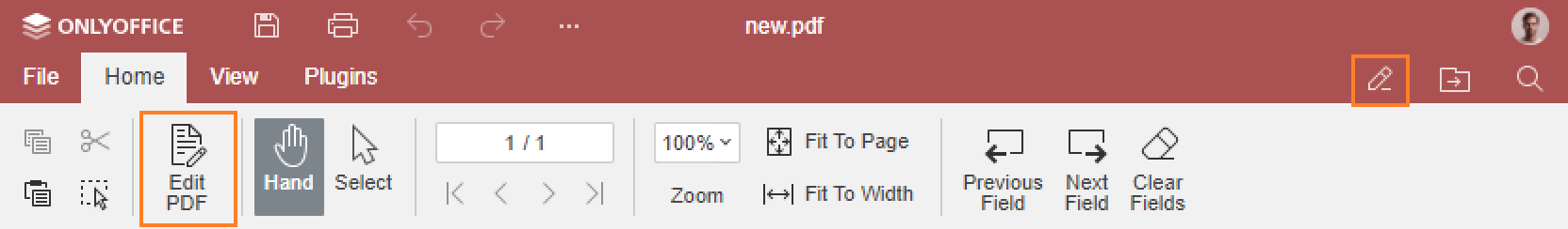 Edit PDF button