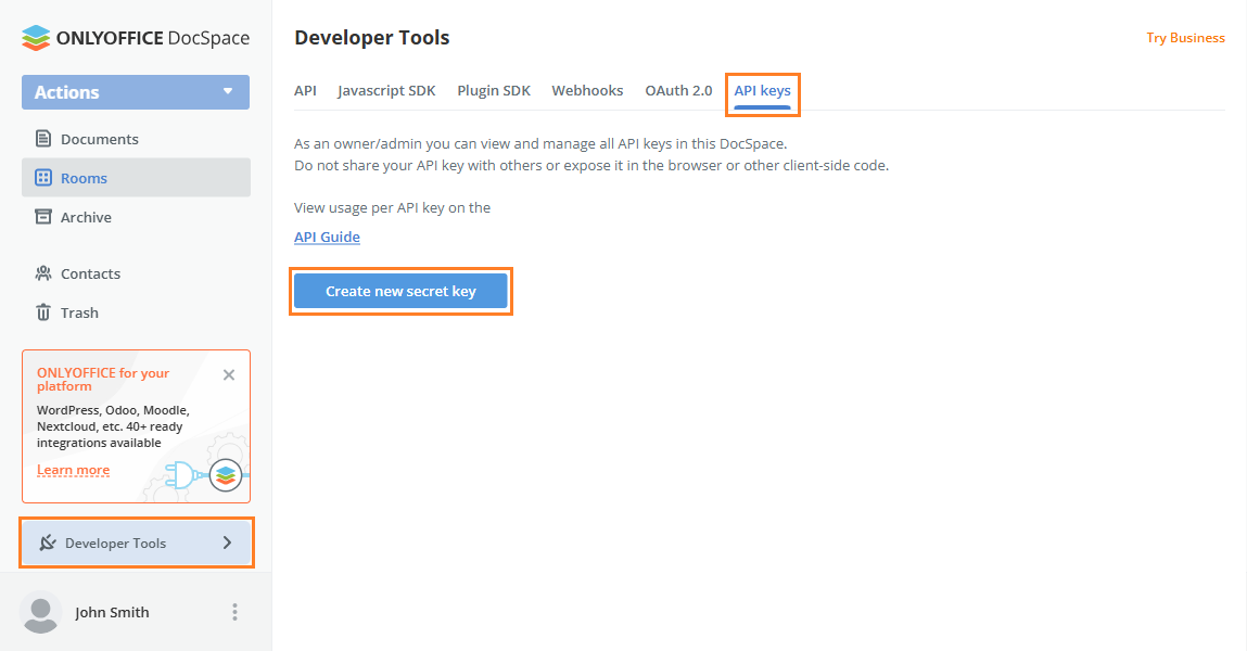API keys