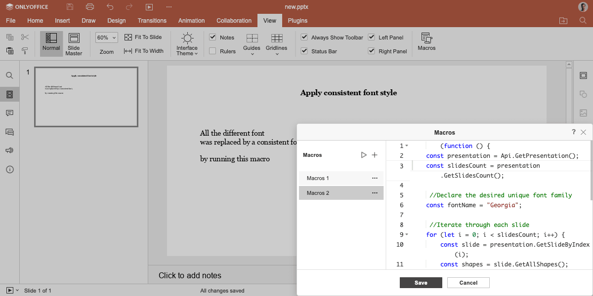 Apply font style