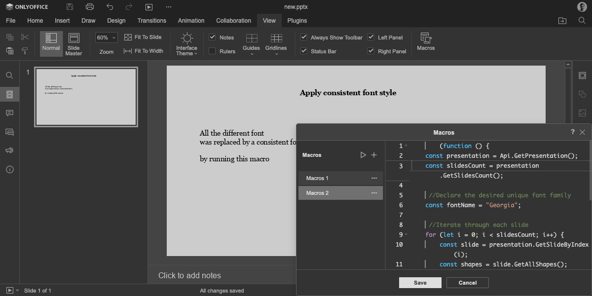 Apply font style