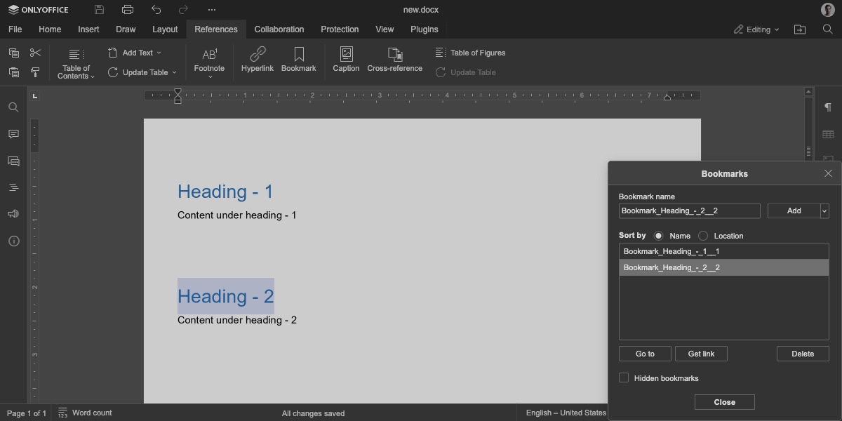 AutomaticBookmarkGeneration