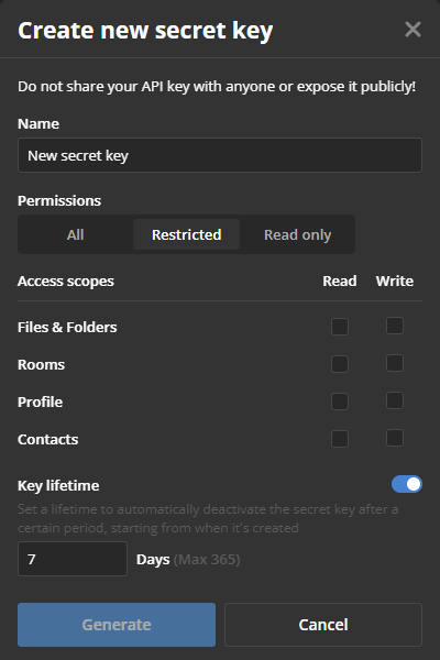 Create API key