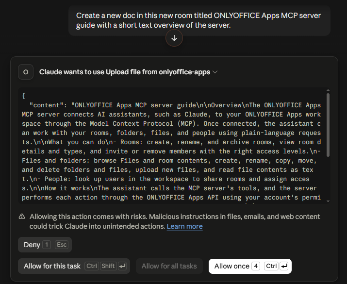 This image shows the command for creating a new document