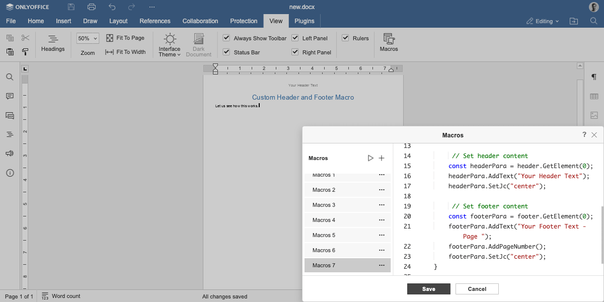 CustomHeaderFooterGeneration