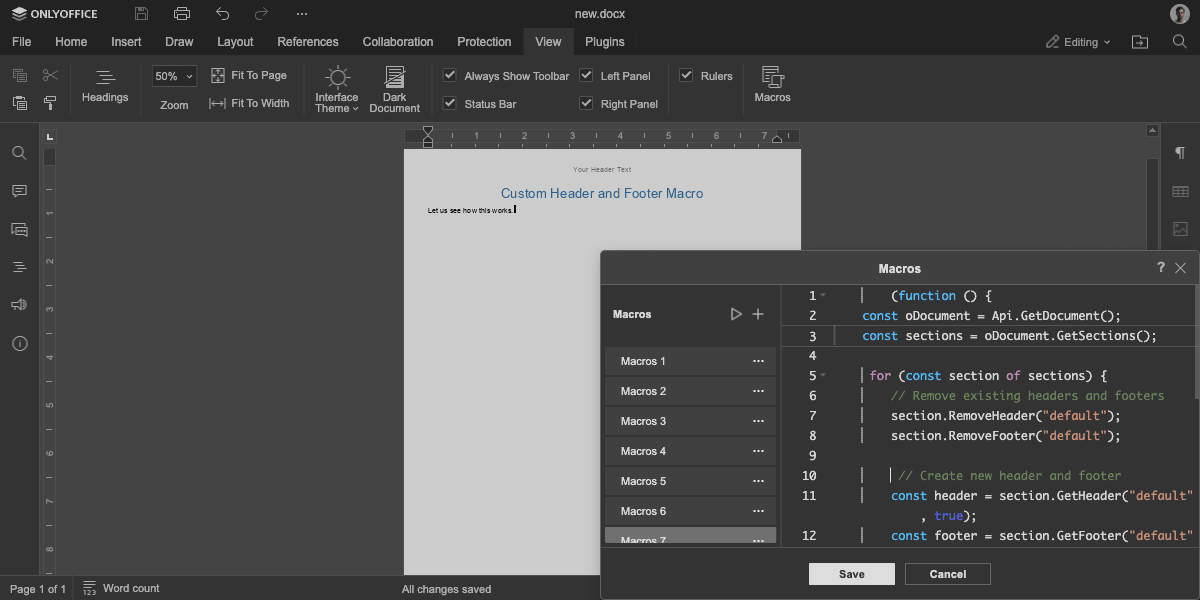 CustomHeaderFooterGeneration