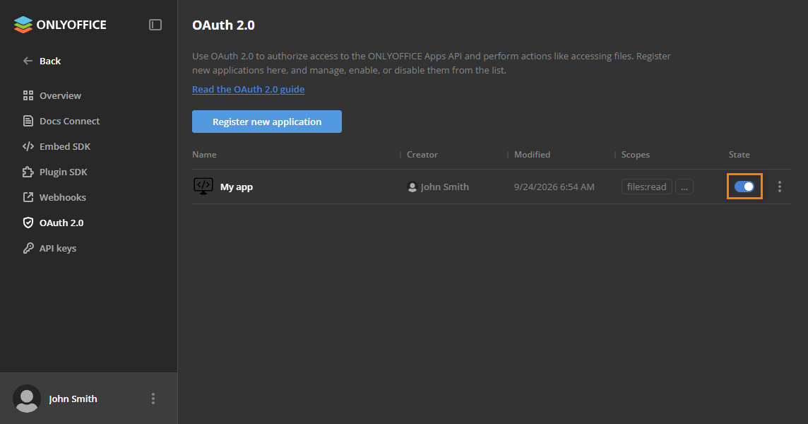 Disable toggle button