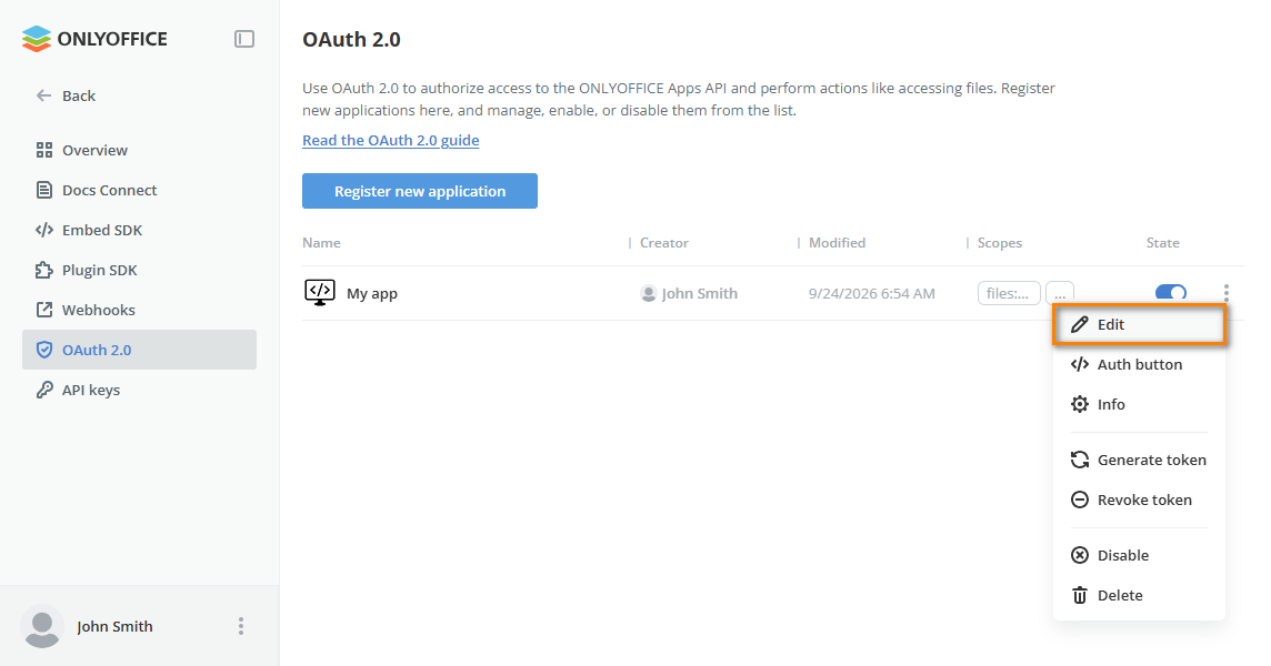 Edit button