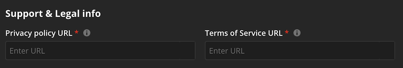 Support and legal info