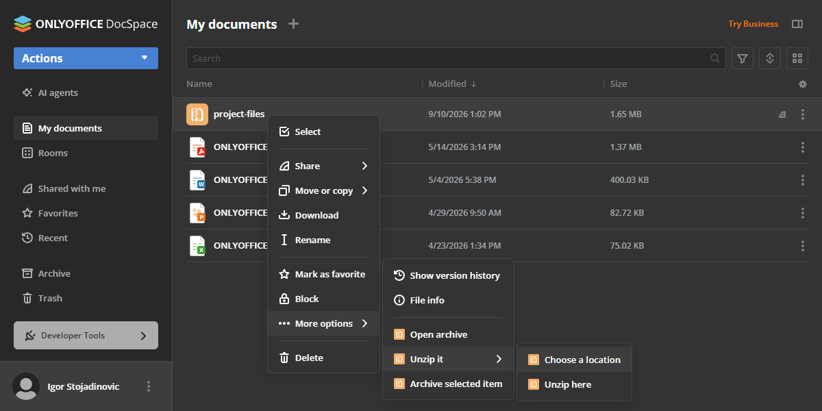 ZIP archives